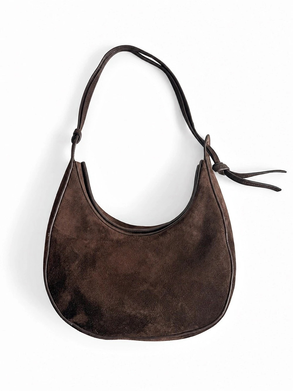 Reformation Brown Suede Crescent Shoulder Bag with Dust Bag